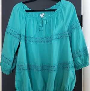 Teal cotton blouse